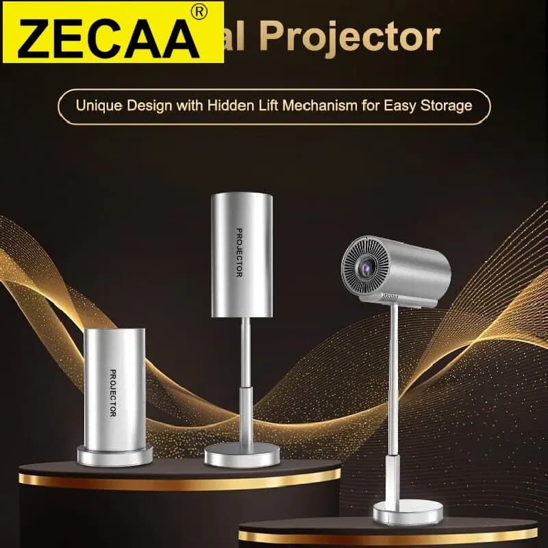 ZECAA Rotante Full HD 1080P 200 ANSI 4K 2.4G + 5G Dual Band WiFi 6 Android 11 Proiettore cardanico portatile Bluetooth 5.4 Smart Home