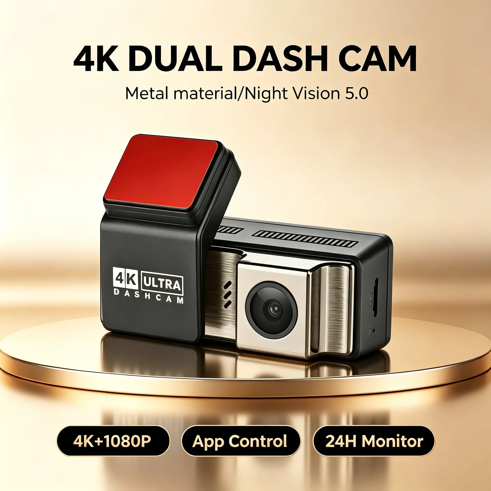 DT-NAVI 2026 New 4K Dual Lens Dash Cam, Front 4K + Rear 1080P Car DVR HDR GPS Driving Recorder WiFi 24H Parking Monitor