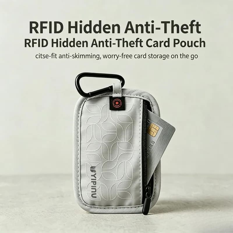 RFID Blocking Small Card Wallet Waterproof Anti Theft Credit Card Coin Pouch With Hanging Buckle