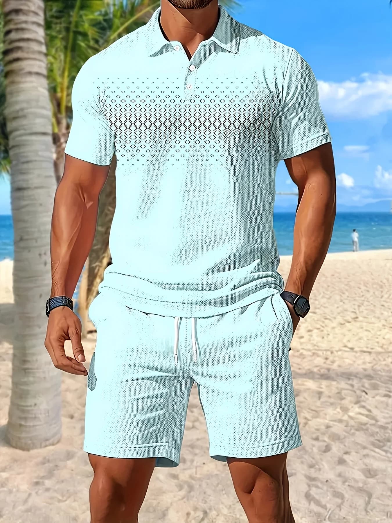 Completo Sportivo Estivo da Uomo 2026: Polo a Maniche Corte Elegante e Pantaloncini con Coulisse - Set Casual da Uomo