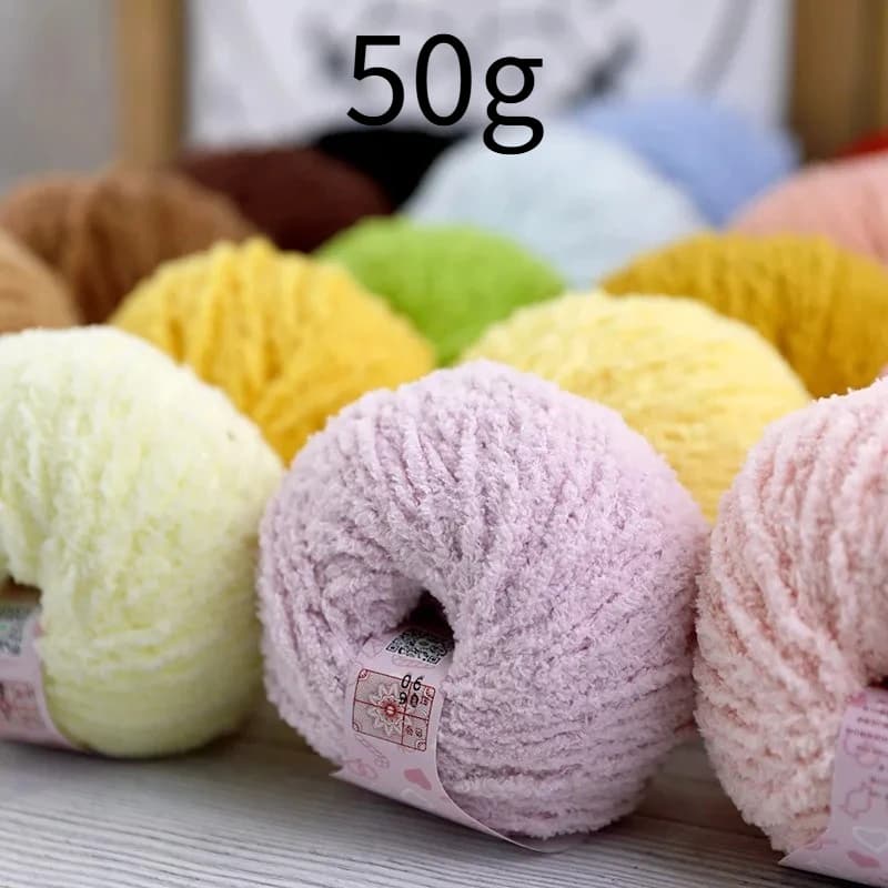 Filato in peluche corto da 50g, 70m, per scarpe fai da te per bambini, coperte per neonati, sciarpe, fermagli per capelli intrecciati, filo per uncinetto, filato per maglieria