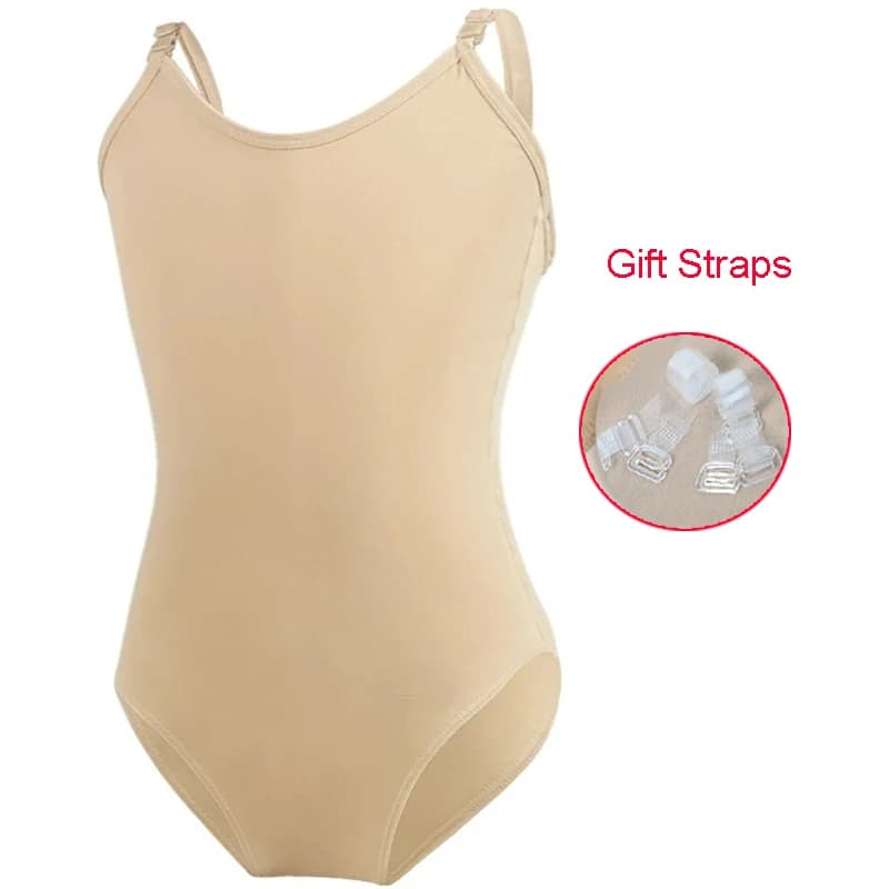 Body da balletto nudo per ragazze Bambini Intimo da ballo Canotta Body da ginnastica Bambini Body da ballo color pelle Body attillato