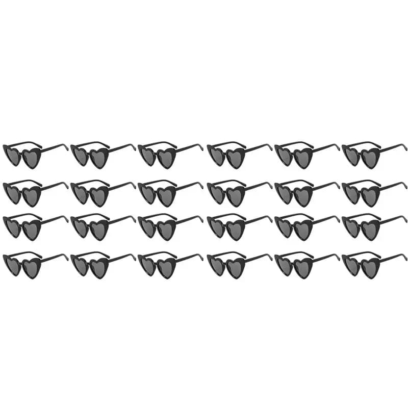 【LAST CHANCE】 24X Occhiali da sole da sposa a forma di cuore Occhiali da addio al nubilato Regali per testimoni dello sposo della damigella d'onore Nero