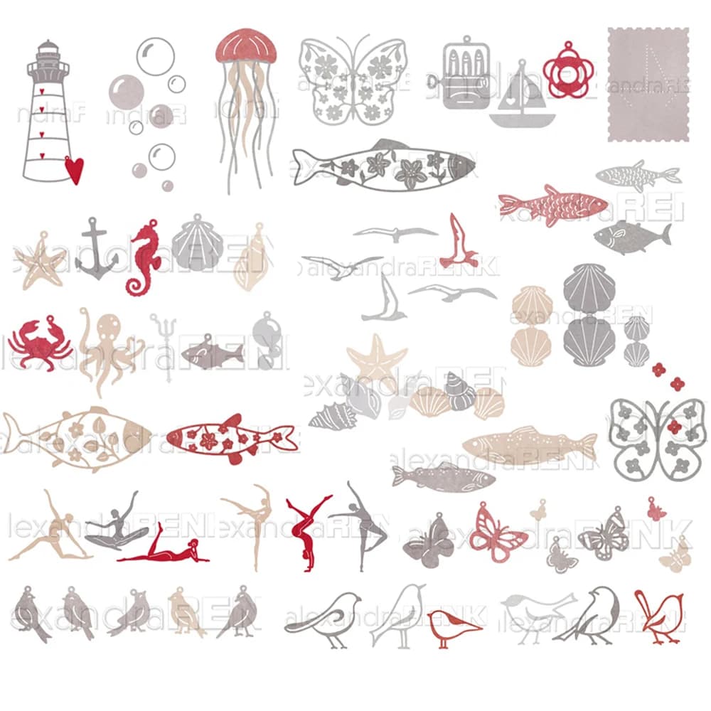 Piggy Craft metal cutting dies cut die mold New marine series Scrapbook paper craft knife mold blade punch stencils dies