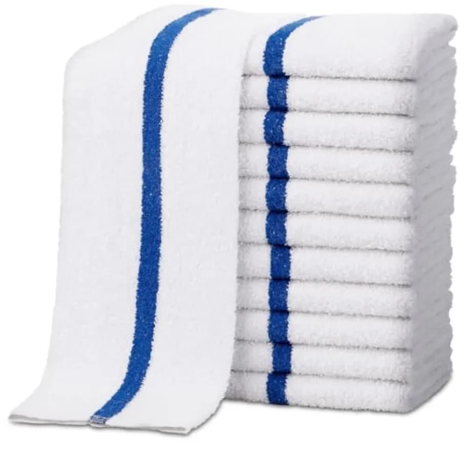 Bar Mop Towels - 16"x19" - 100% Cotton High Absorbency Kitchen Towels Reusable Dish Cloths, Quick-Dry Rags with Blue Stripe Ide