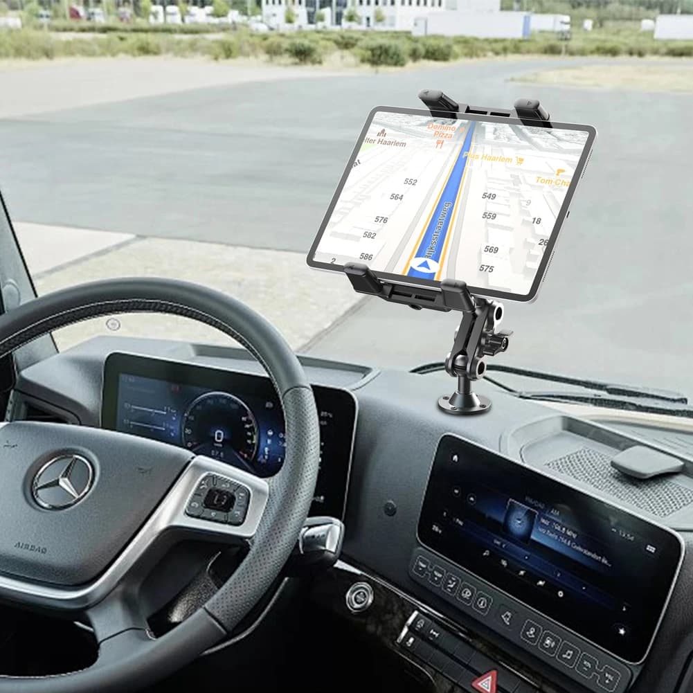 Supporto per tablet resistente Resistente all'usura Base per trapano in alluminio Supporto per telefono girevole a 360 gradi per cruscotto dell'auto per l'home office