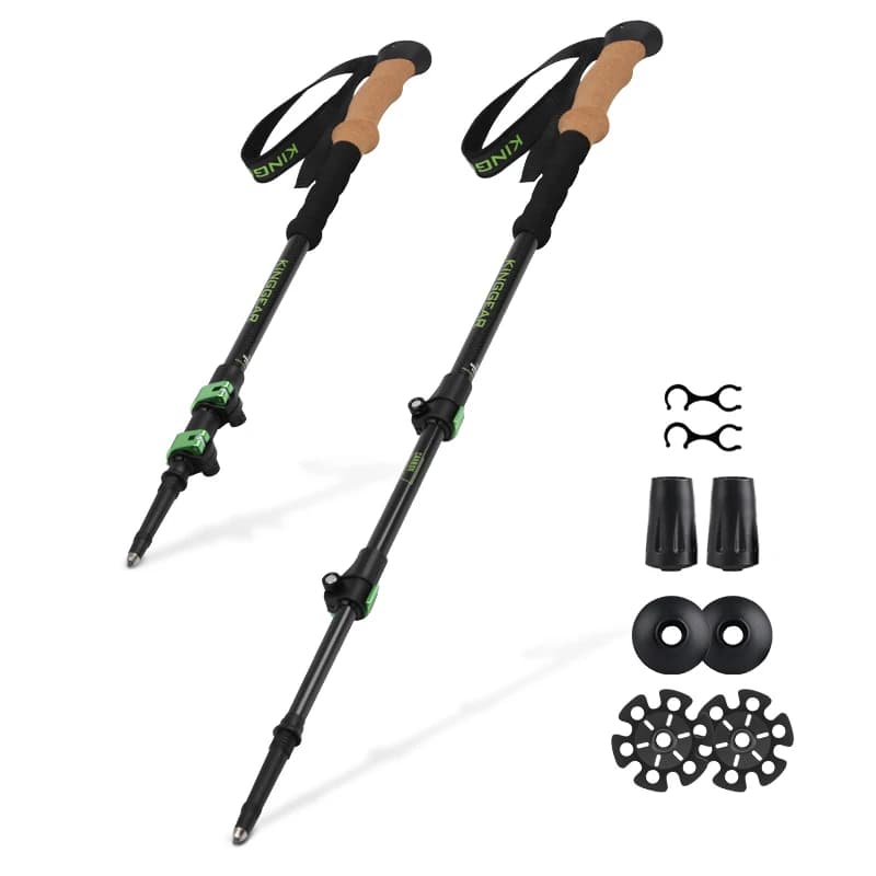 Antique Nordic 100% Carbon Fiber Telescoping Foldable Self Defense Hiking Trekking Poles Sticks