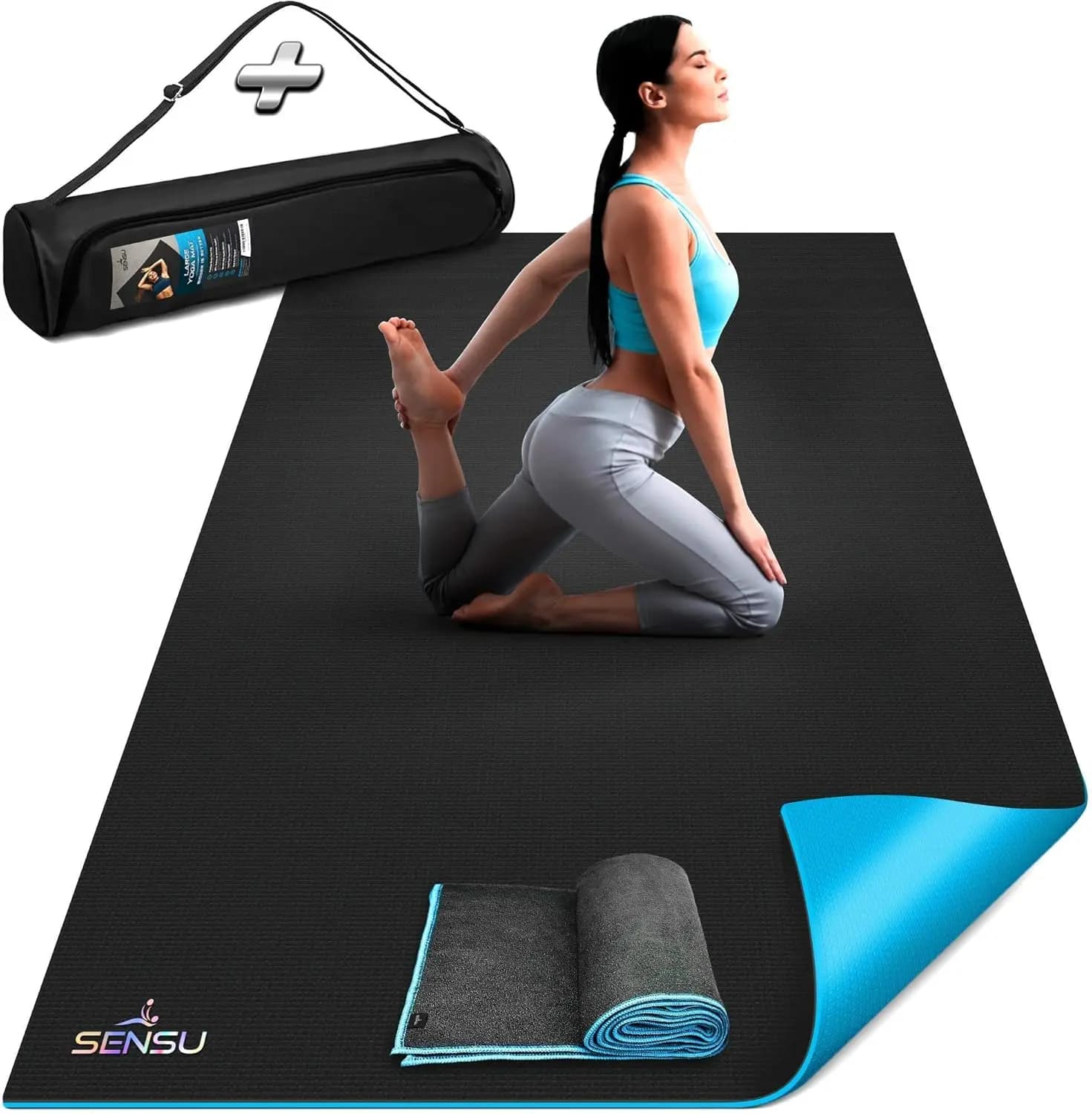 Tappetino da yoga extra spesso antiscivolo per uomini e donne – Cuscino da 9 mm, superficie ad alta aderenza per hot yoga, pilates, stretching, meditazione