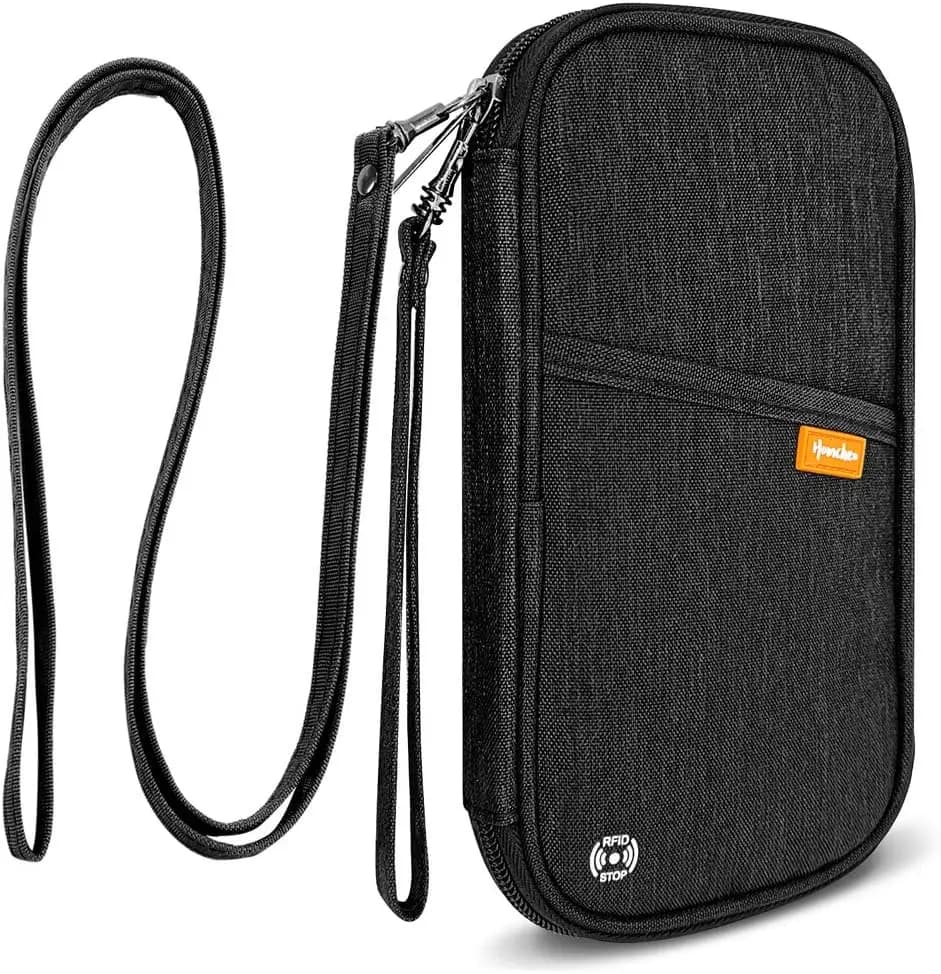 Portafoglio Impermeabile RFID per Passaporto, Organizzatore di Documenti da Viaggio con Scomparti per Carte di Credito per Uomini e Donne