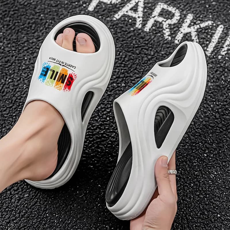 New two-tone men's versatile slip-on sandals, high-elasticity quality model, fashionable trendy brand outdoor wear sandals