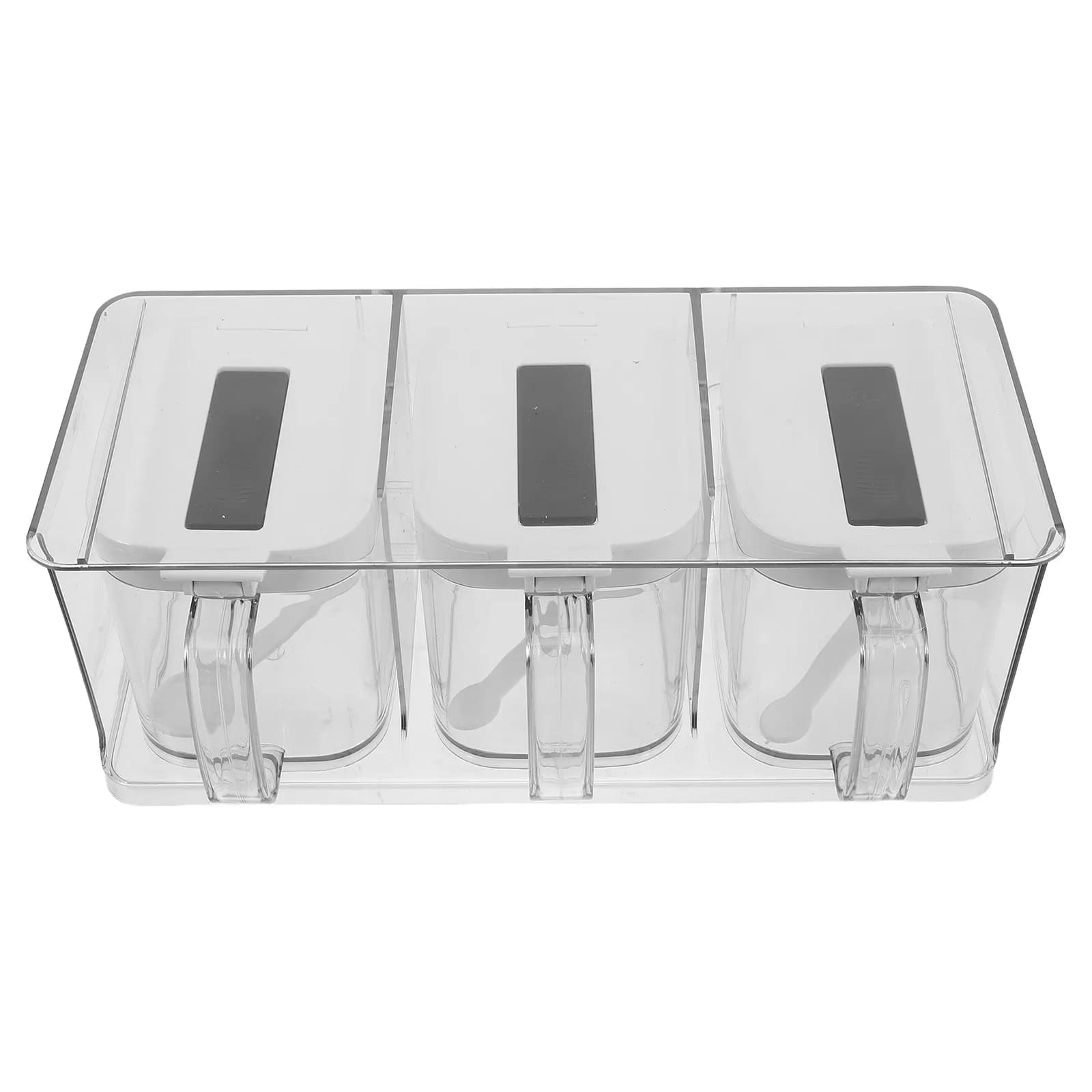 Transparent Acrylic Seasoning Container Set Clear Spice Salt Pepper Oil Storage Organizer for Countertop