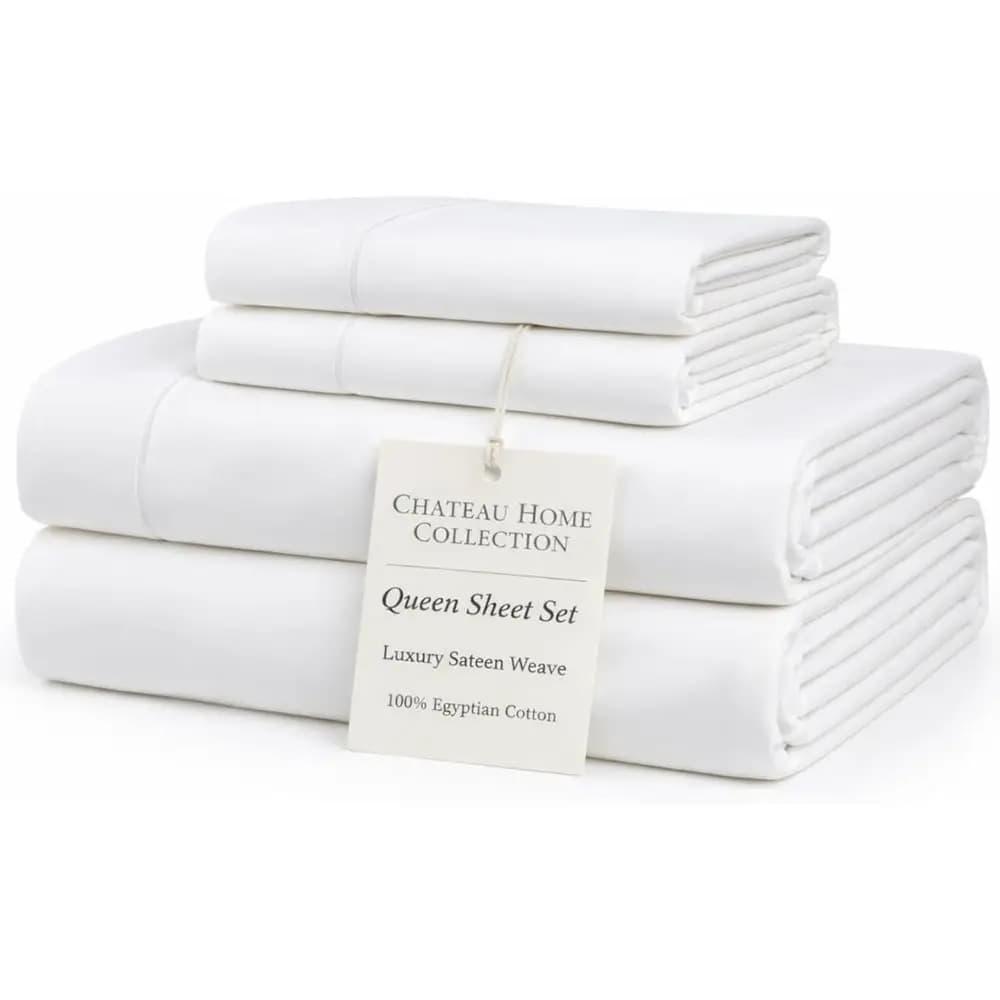 100% Egyptian cotton linen set for double bed, Queen Size bed set with depth 15 inch, satin cotton sheets, fresh, breathable, without folds.