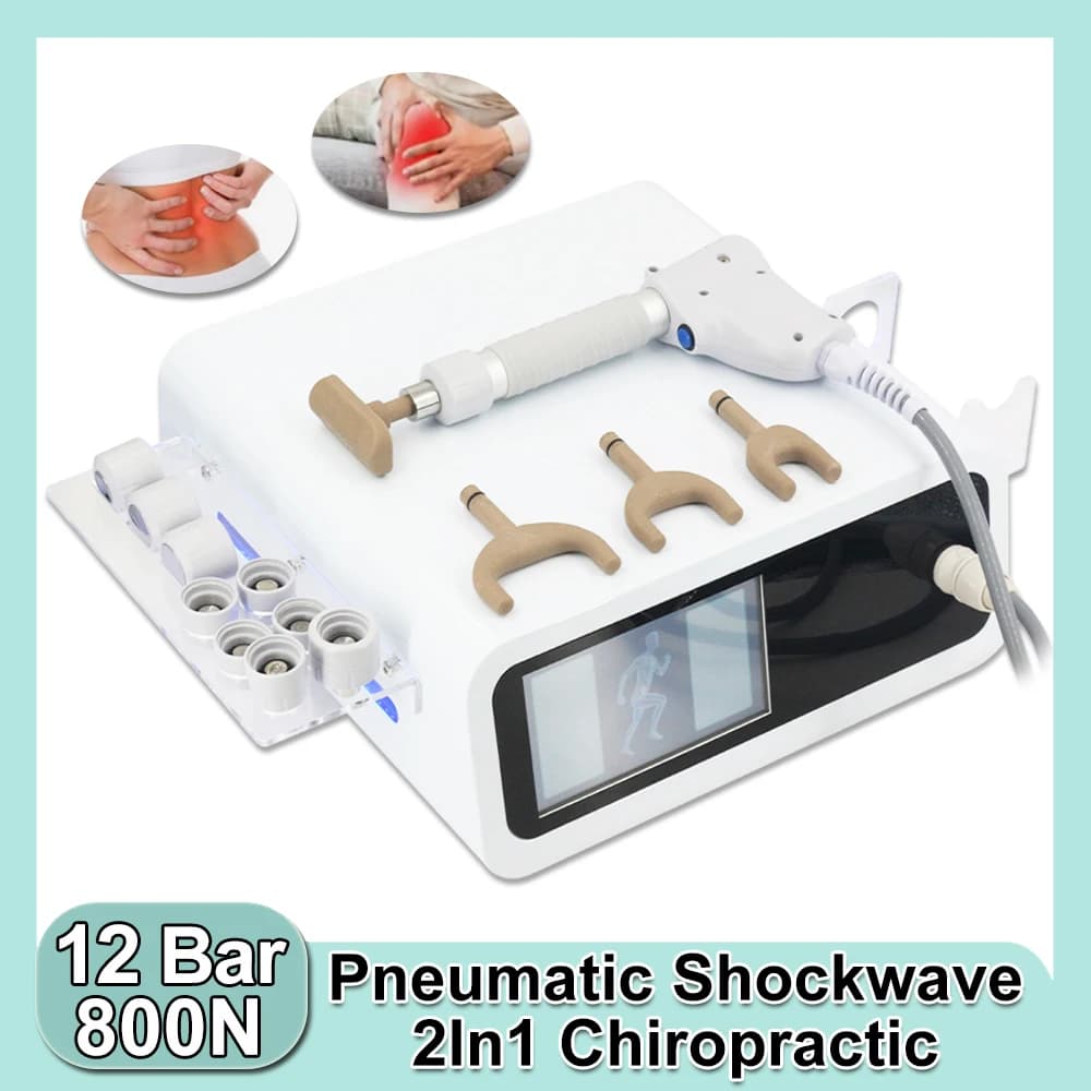 Pneumatic shock wave therapy machine Body massage ED treatment Chiropractic correction gun 2 in 1 Shockwave health care