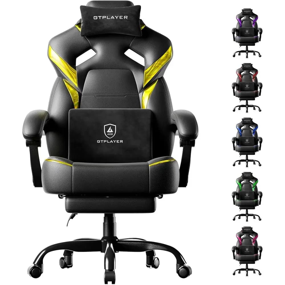Sedia da gaming grande e robusta per adulti, sedia da ufficio ergonomica con poggiapiedi, resistente fino a 350 libbre, schienale alto, in pelle premium e [materiale].