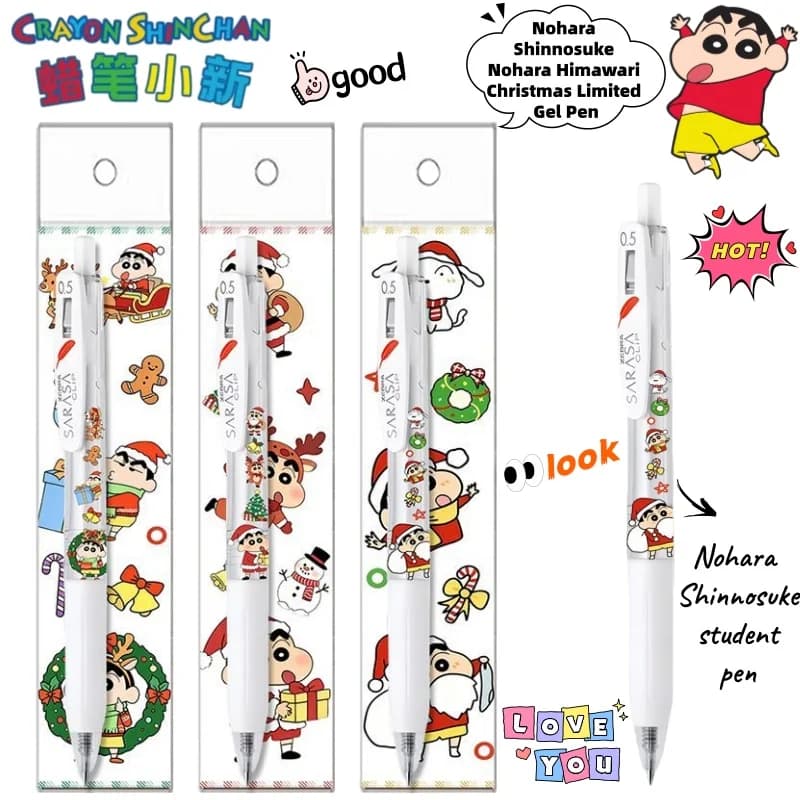 Crayon Shin-chan Nohara Shinnosuke Cartoon Natale Limited Penna gel Animazione creativa Stampa periferica Penna in carbonio Regalo di festa