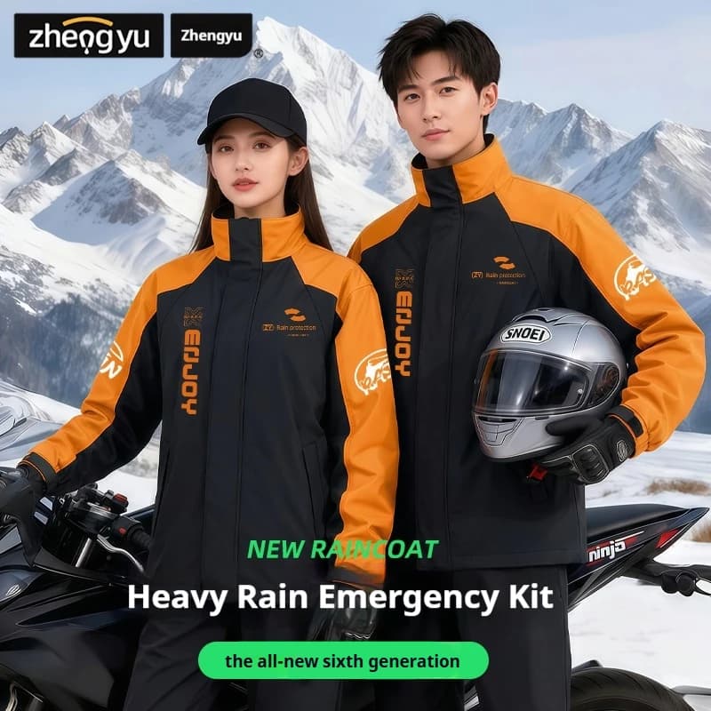 Completo Impermeabile Zhengyu Split Rain Jacket e Pantaloni, Resistente 15000mm, Lungo e Ispessito, per Uomini e Donne, Motociclisti, Ciclisti Elettrici, Rider di Consegne