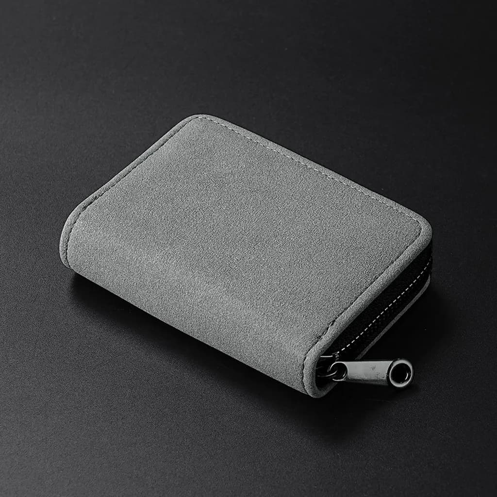 Men'S Leather Card Holder Frosted Rfid Blocking Card Holder Zipper Coin Purse Water Resistant Driver License Organizer For Daily