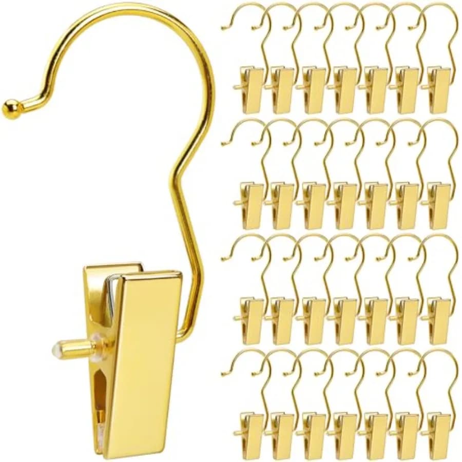 24 Pack Gold Boot Clips for Closet, Gold Boot Hangers with Hooks, Clothes Pins, Portable Travel Hangers for Closet Organization