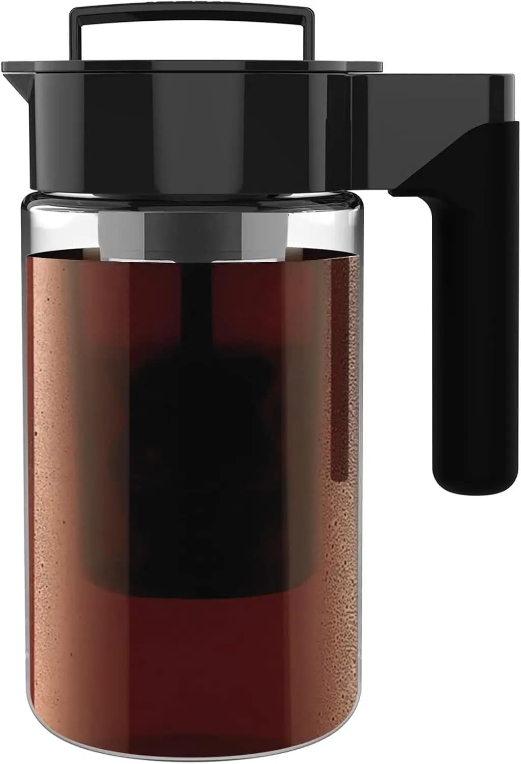 Glass Cold Brew Coffee Maker with Airtight 1-Quart Pitcher Black Lid Handle for Iced Coffee