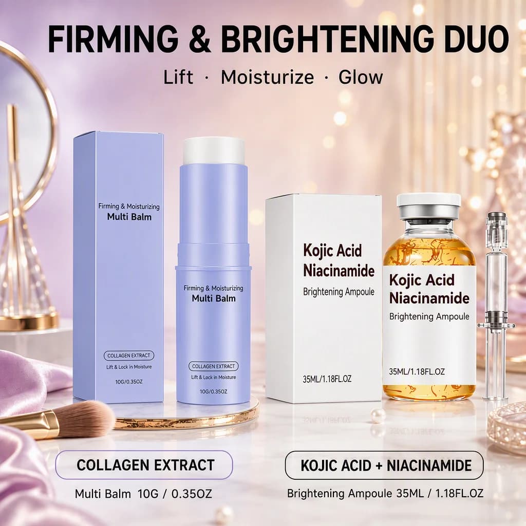 Collagen Moisturizing Multi Balm Stick Niacinamide Brightening Serum Set Barrier Repair Cream Hydrating Facial Essence Skincare