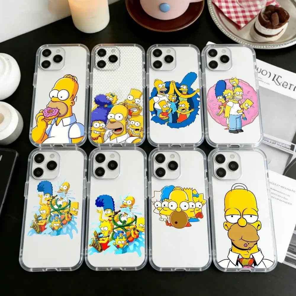 Cover Trasparente Cool S-Simpsons C-Cartoon per iPhone 17 16 15 14 13 12 11 Mini Pro Max Plus