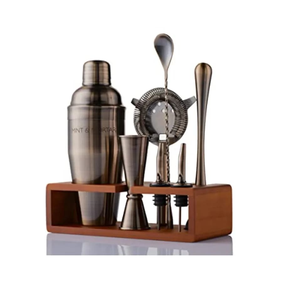 Set Shaker per Cocktail 7 Pezzi con Supporto, Shaker Martini da 24oz, Kit Barman in Acciaio Inox, Accessori per Bar Domestico