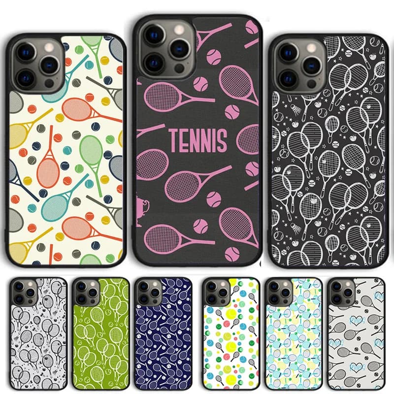Cover per iPhone 17 Air 13 12 14 15 16 con design Racchette da Tennis - Custodia per Apple 14 15 16 Pro Max Plus