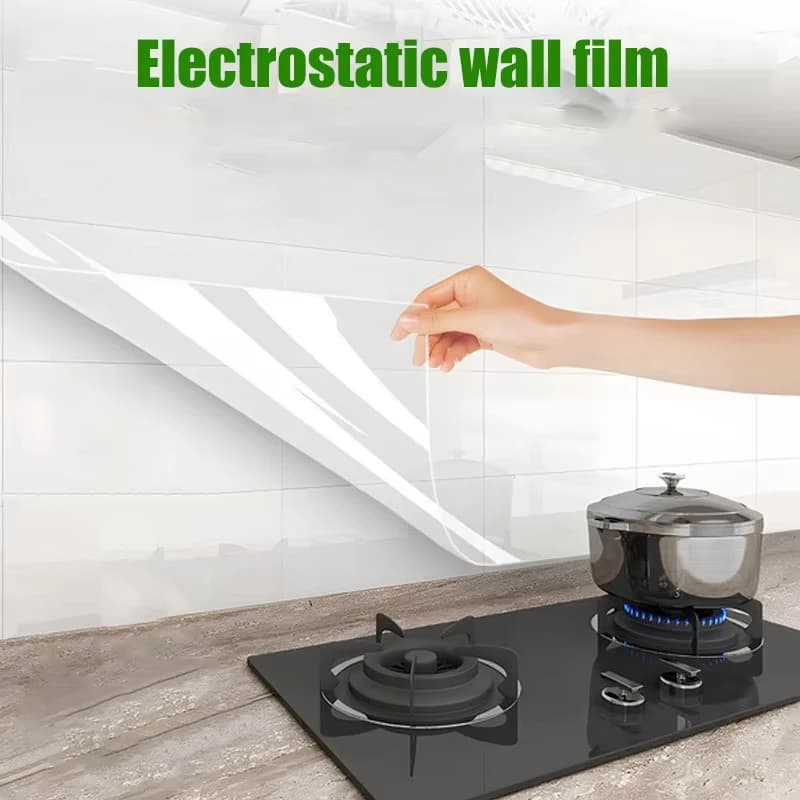 Transparent protective film for 45 cm electrostatic adsorption for kitchens Oil-resistant wall decal wallpaper for home decorations