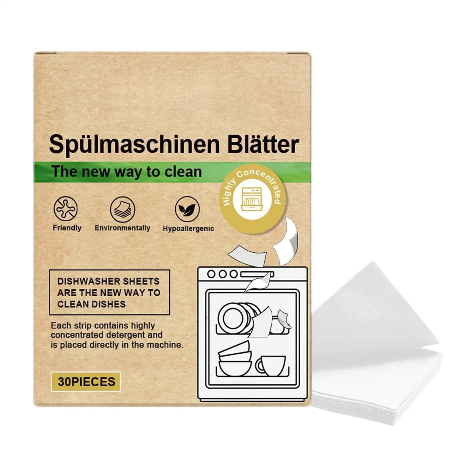 30pcs/set Dishwasher Sheets Mild Cleaning Strips for Home Kitchen, Efficient Alternative to Dishwasher Tablets