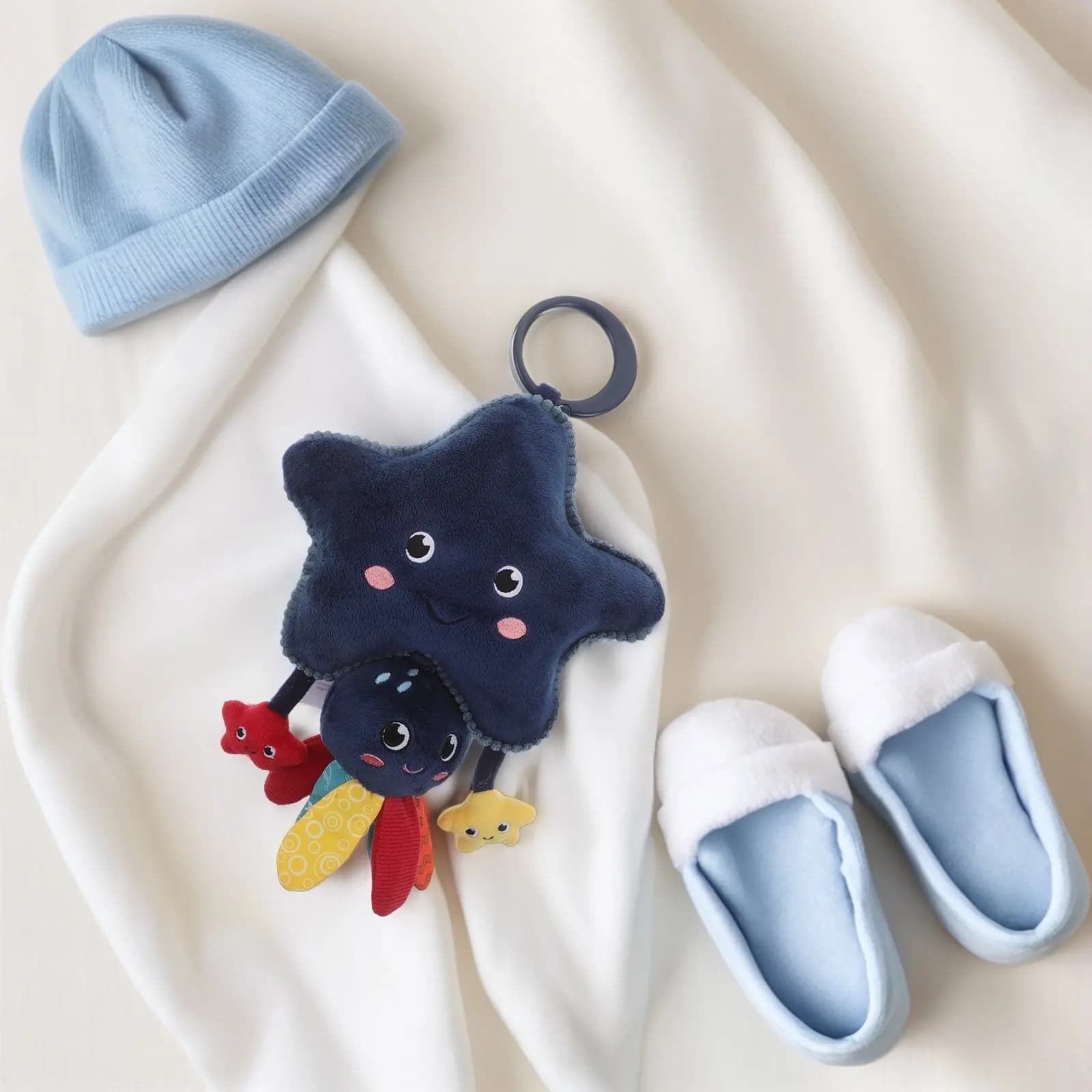Mobile per Culla e Passeggino a Forma di Polpo, Morbido Giocattolo Sensoriale Oceanico, Decorazione per Letto Neonato