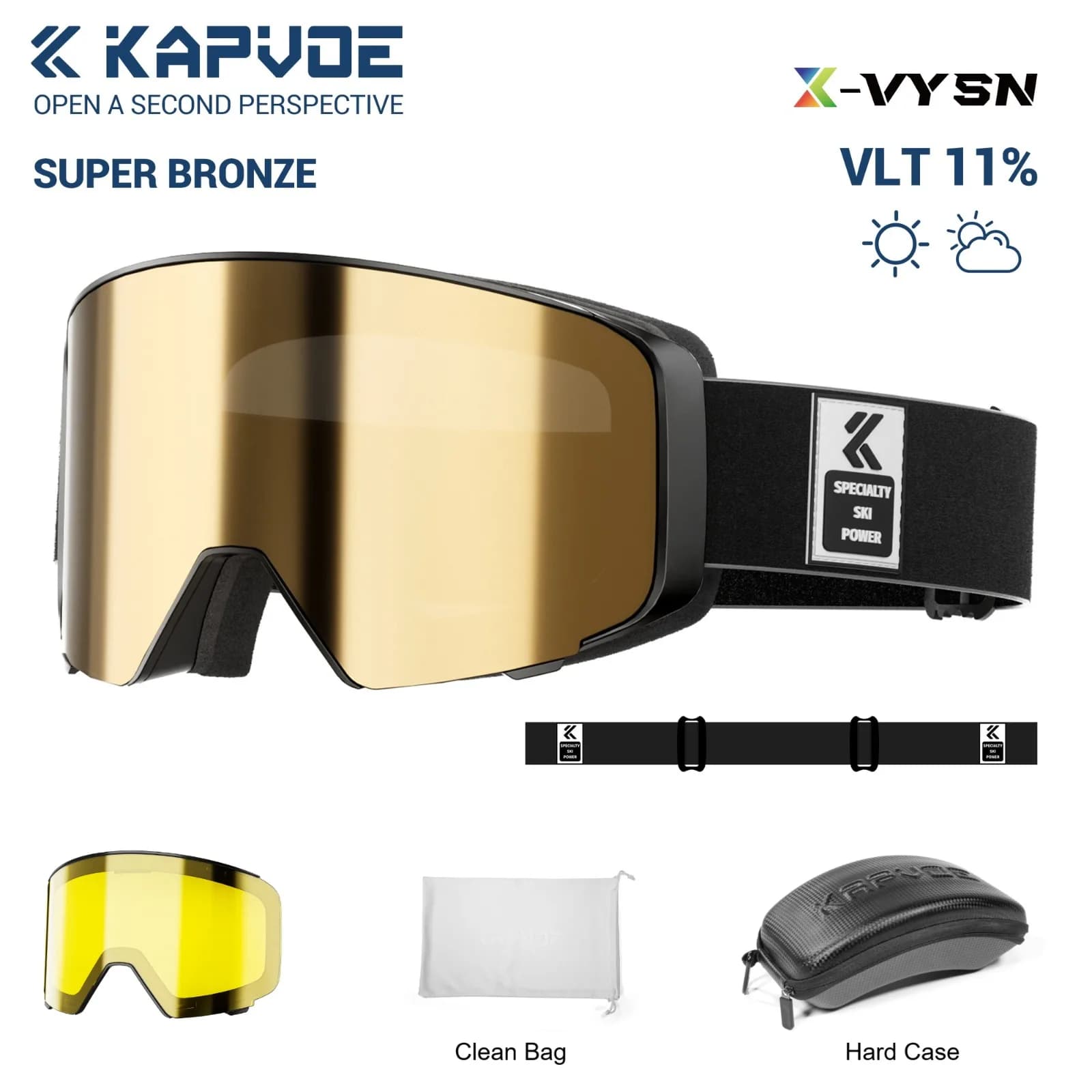 Kapvoe Flip Occhiali da sci Set fotocromatici Inverno Professionale Uomo Donna Occhiali da snowboard antiappannamento magnetici a cambio rapido Adulti