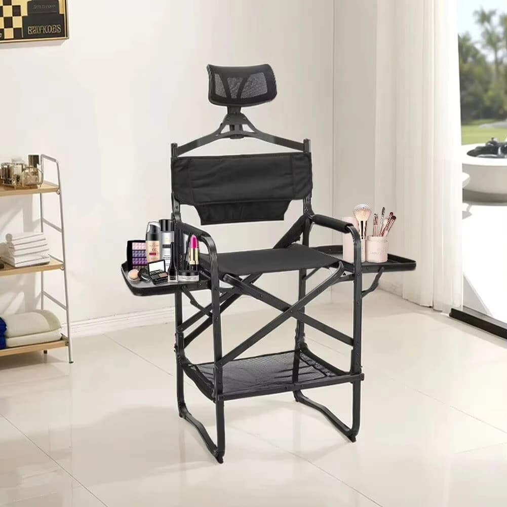 Sedia da regista alta Sedia da trucco pieghevole ad altezza bar resistente Sedile imbottito con poggiapiedi per tavolino da campeggio o patio