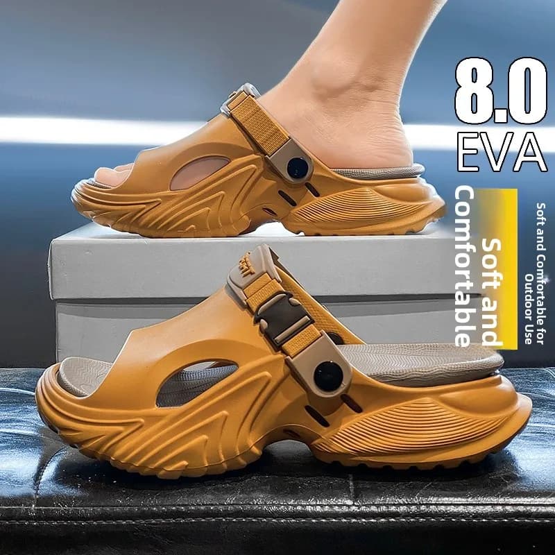 Sandali sportivi da uomo estivi antiscivolo con fondo spesso e rialzato, per la guida e la spiaggia, taglie grandi, slip-on in EVA