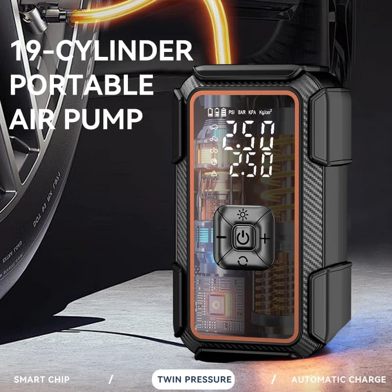 Compressore d'aria portatile wireless per auto con display digitale, gonfiatore elettrico per pneumatici di moto, biciclette, auto e palloni - Novità 2026