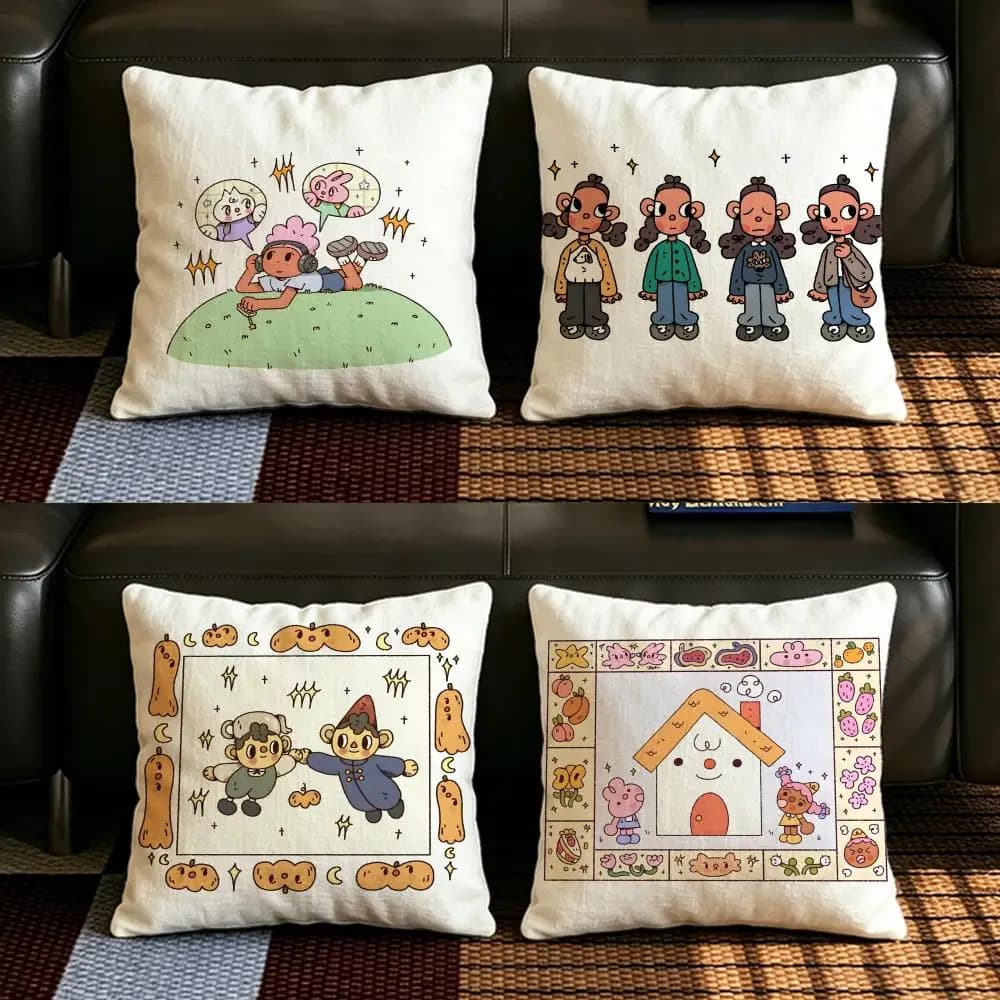 A-Alex Pugh-S Set di fodere per cuscini in lino naturale, decorazione tutto in uno per divano, camera da letto e sedia