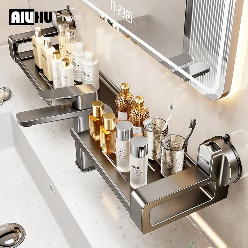 Suction cup shelves for storing the bathroom, non-perforated installation, kitchen, laundry, multi-scene application