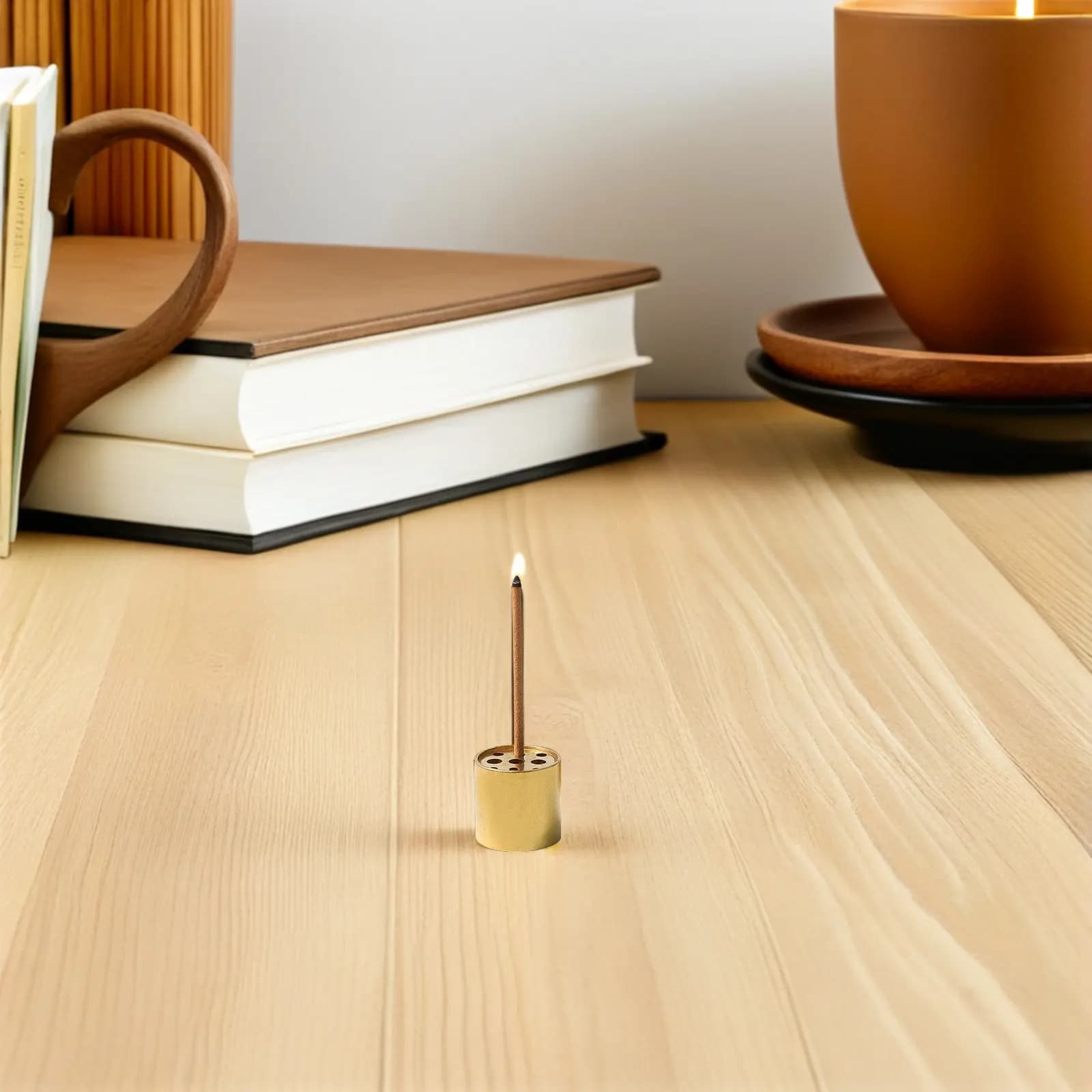 Set di 4 Portaincenso in Rame con 9 Fori, Base Decorativa per Incenso, per Studio, Camera da Letto, Meditazione, Yoga, Casa