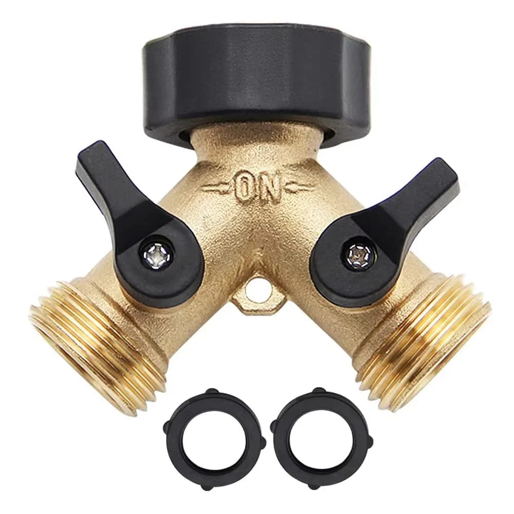 Connettore Rapido in Ottone per Tubi da Giardino, Valvola a Y a 2 Vie, Adattatore Maschio Filettato da 3/4", Valvola a Y per Rubinetto da Giardino, Accessori per Irrigazione