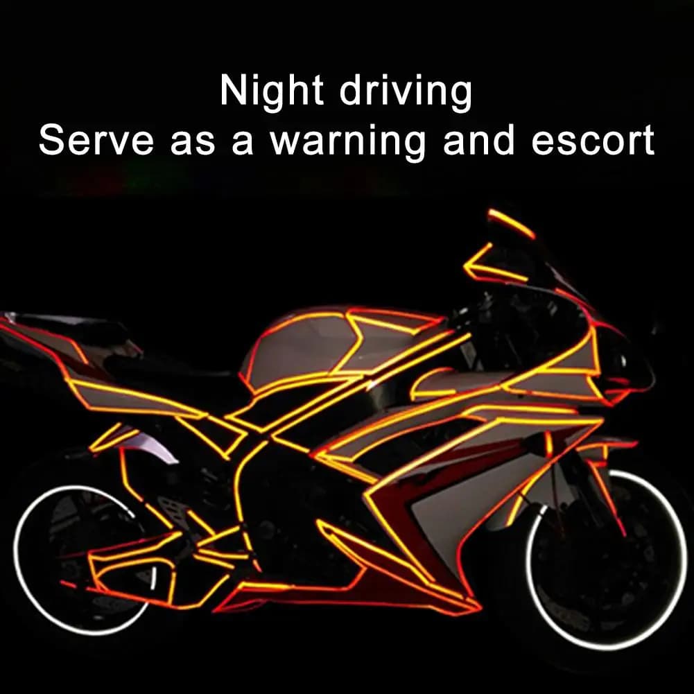 Ruote del motociclo Adesivi riflettenti Ciclismo notturno Nastro adesivo fluorescente riflettente per la decorazione di sicurezza di avvertimento della bicicletta Mtb
