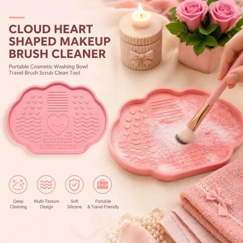Heart Cloud Form Cosmetic Brush Washing Tray Mini Portable Makeup Brush Scrubbing Clean Holder