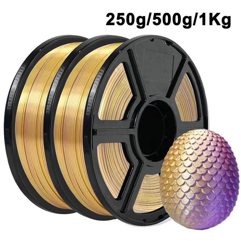 250g 500g 1Kg Double Color PLA 3D Printer Filament Silk Gold Purple 1,75mm Pla 3D Printing Material 2 Colors Purple Silk Gold
