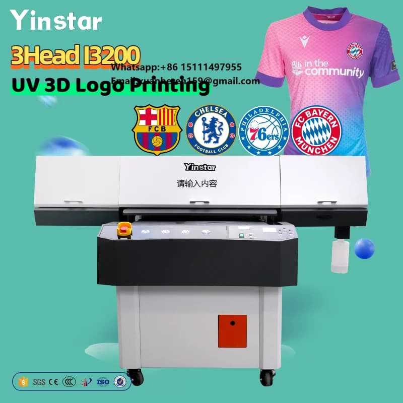 Stampante UV DTF 3D Yinstar per Patch in TPU Personalizzate, Stampa di Loghi e Badge, Stampa 3D 9060 con 3 Testine I3200