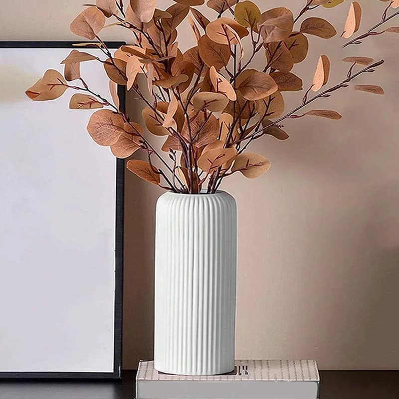 Striped Ceramic-Like Plastic Vase For Flowers Decorative Arrangement Display Creative Little Flower Vase