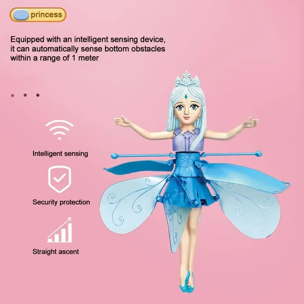 Divertente bambola volante induttiva sospesa quadricottero fata volante carina principessa magica mini drone giocattolo volante gesto rotante danza