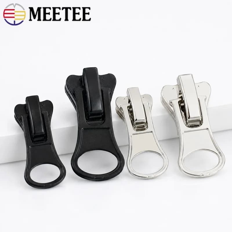 20/50Pcs 5#8# Metal Zipper Sliders Black Silver Puller Heads for Resin Zips Backpack Luggage Closure Sewing Repair Accessories