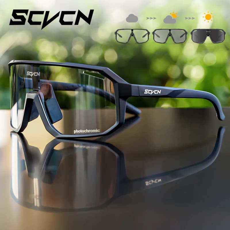 Scvcn Nuovi occhiali da sole da ciclismo fotocromatici Occhiali da bici da uomo UV400 Occhiali da corsa sportivi da donna per uomo Occhiali da bicicletta da strada