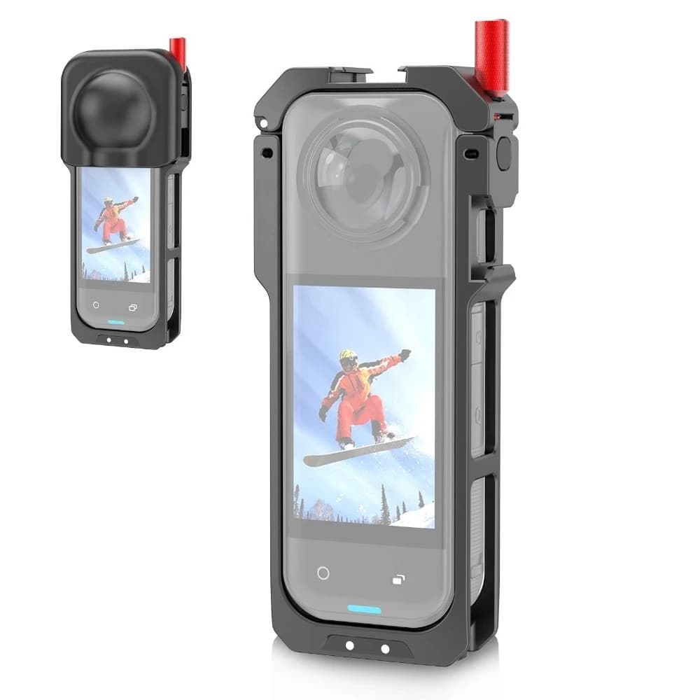 Gabbia protettiva con telaio in lega di alluminio per custodia protettiva con telaio protettivo Insta360 X5 con supporto per pattino freddo per fotocamera Insta360 X5