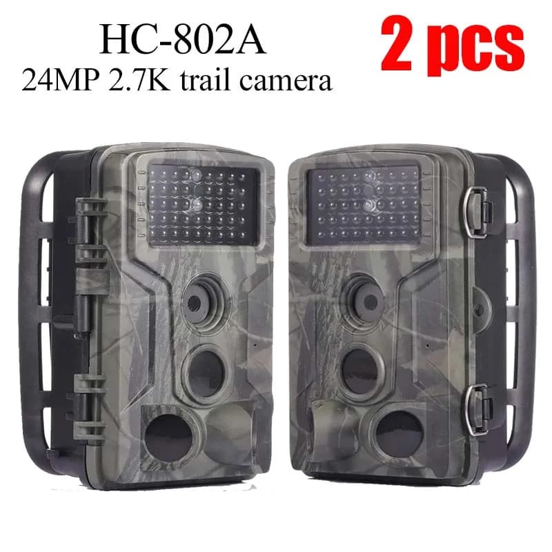 2 Pezzi Telecamera da Caccia HC802A 24MP Video 2.7K Foto Trappola per Esterni Visione Notturna a Infrarossi Rilevamento Movimento per la Caccia