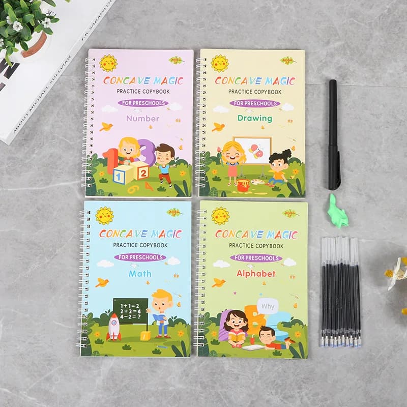 Libro di esercizi per il controllo della penna per bambini, con righe per la pratica dell'alfabeto Pinyin, cancellabili.