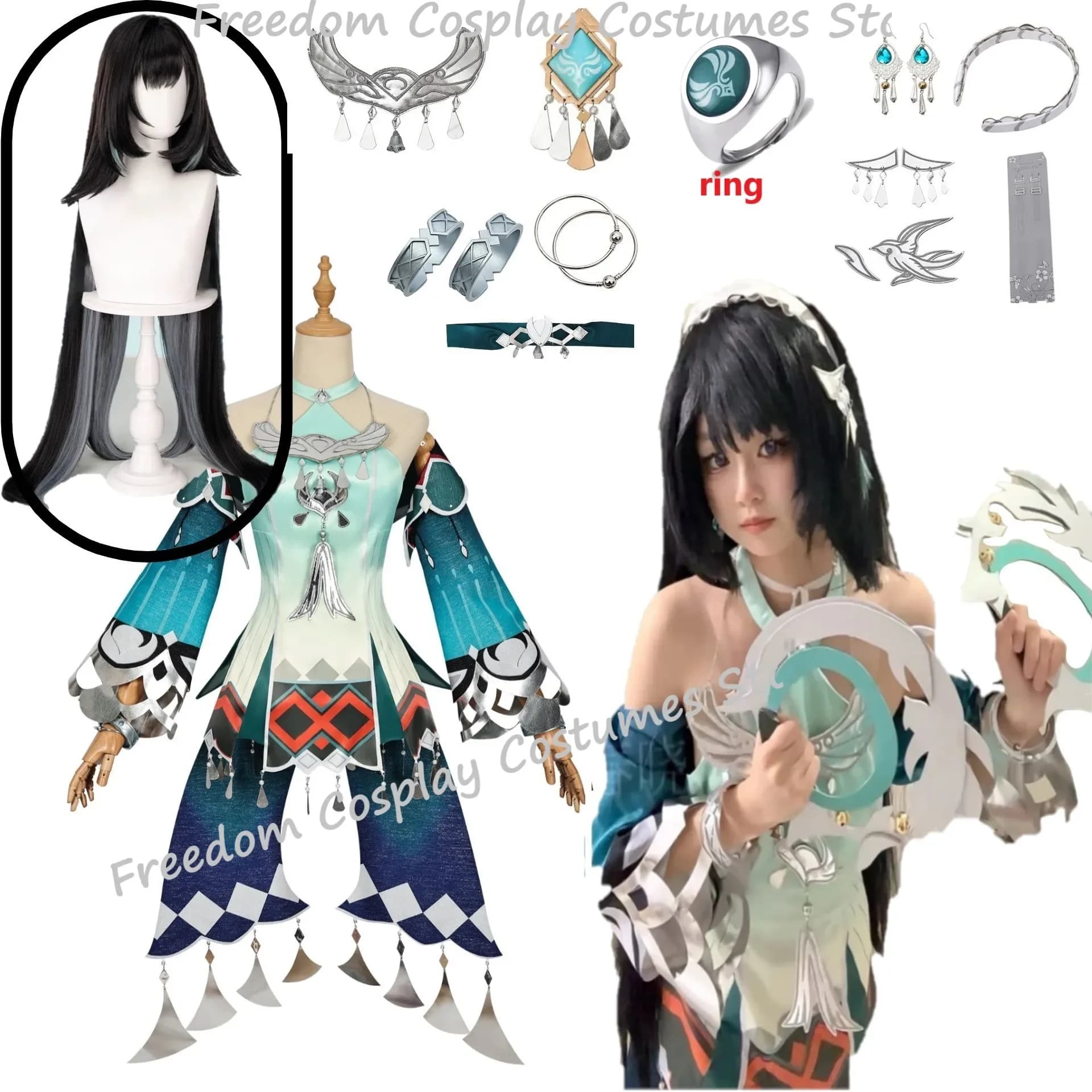 Disponibile Lan Yan Costume Cosplay 2025 Nuovo Genshin Impact Lanyan Parrucca Abito Copricapo Orecchini Ragazze Halloween Party Outfit